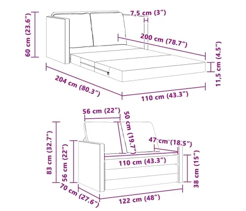 Grīdas Dīvāns Gulta Krēmkrāsa 122 X 70 X 60 Cm Samts Vidaxl