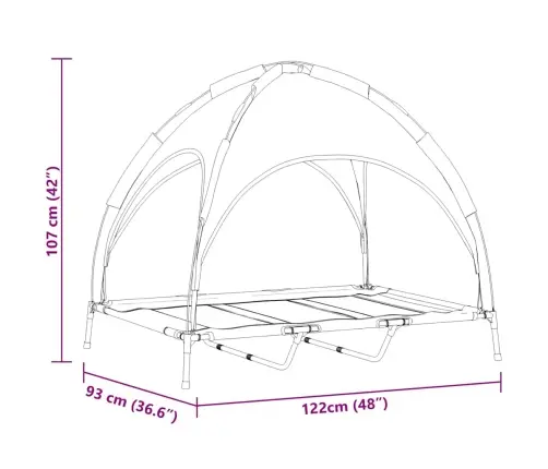Šuo Lova Juoda 122 X 93 X 106,5 Cm Plienas