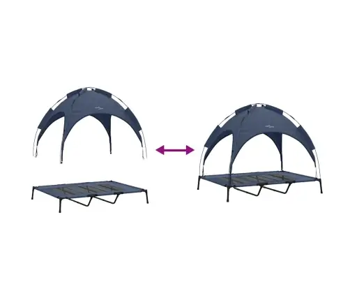 Paaugstinātā Suņu Gulta Ar Noņemamu Jumtu Tumši Zila Xl Tērauds Vidaxl