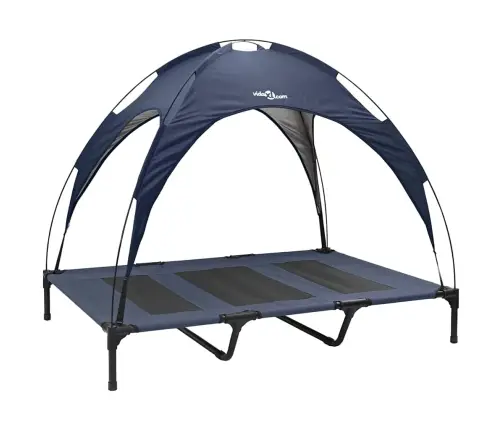 Paaugstinātā Suņu Gulta Ar Noņemamu Jumtu Tumši Zila Xl Tērauds Vidaxl