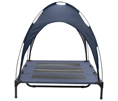 Paaugstinātā Suņu Gulta Ar Noņemamu Jumtu Tumši Zila Xl Tērauds Vidaxl