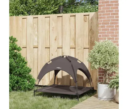 Vidaxl Augstā Suņu Gulta Ar Noņemamu Jumtu Brūna L Tērauds