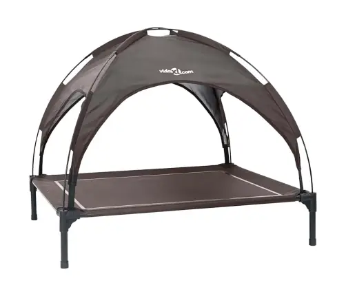 Vidaxl Augstā Suņu Gulta Ar Noņemamu Jumtu Brūna L Tērauds