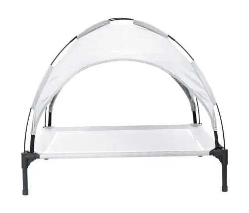 Paaugstināta Suņu Gulta Ar Noņemamu Jumtu Sudraba Pelēka L Tērauds Vidaxl