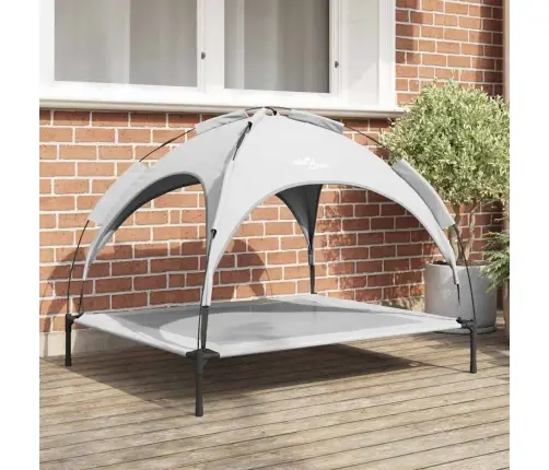 Pacelta Suņu Gulta Ar Noņemamu Jumtu Sudrabpelēka Xl Tērauds Vidaxl