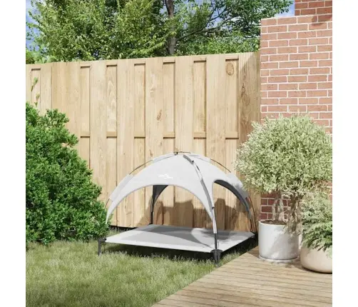 Pacelta Suņu Gulta Ar Noņemamu Jumtu Sudrabpelēka Xl Tērauds Vidaxl