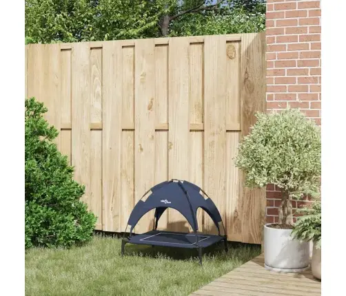 Paaugstināta Suņu Gulta Ar Noņemamu Jumtu Tumši Zila Tērauda Vidaxl