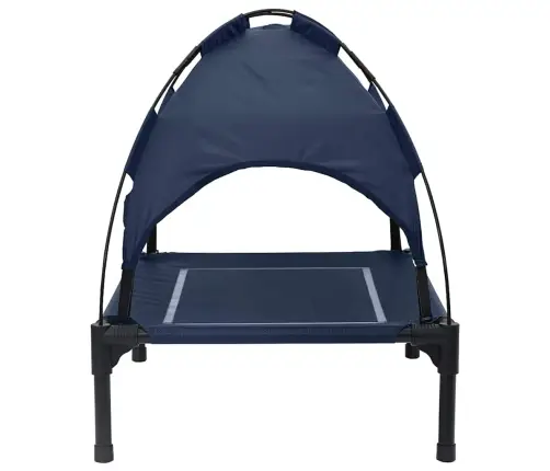 Paaugstināta Suņu Gulta Ar Noņemamu Jumtu Tumši Zila Tērauda Vidaxl