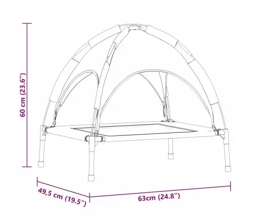 Paaugstināta Suņu Gulta Ar Noņemamu Jumtu Tumši Zila Tērauda Vidaxl