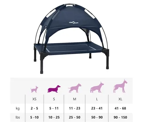 Paaugstināta Suņu Gulta Ar Noņemamu Jumtu Tumši Zila Tērauda Vidaxl