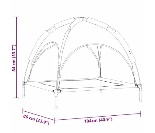 Paceltā Suņu Gulta Ar Noņemamu Jumtu Tumši Zils Xl Tērauds Vidaxl