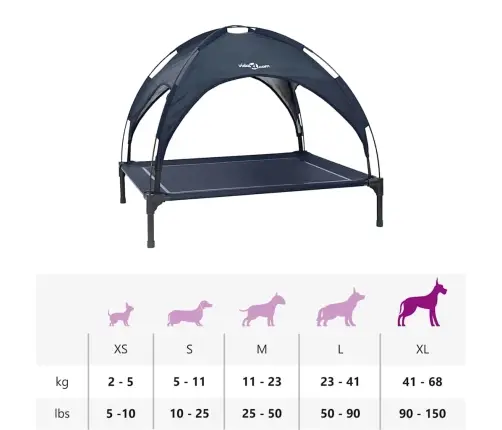 Paceltā Suņu Gulta Ar Noņemamu Jumtu Tumši Zils Xl Tērauds Vidaxl