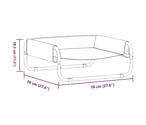 Paaugstināta Suņu Gulta Gaiši Pelēka M Oksforda Audums Un Metāls Vidaxl