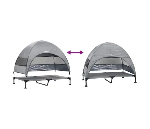 Paaugstināta Suņu Gulta Ar Noņemamu Jumtiņu Gaiši Pelēka Xl Tērauda Vidaxl