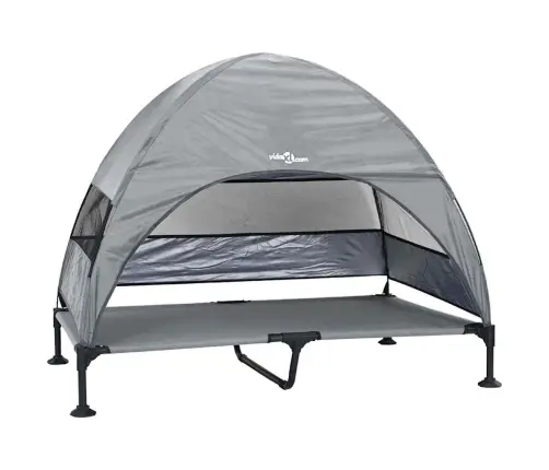 Paaugstināta Suņu Gulta Ar Noņemamu Jumtiņu Gaiši Pelēka Xl Tērauda Vidaxl