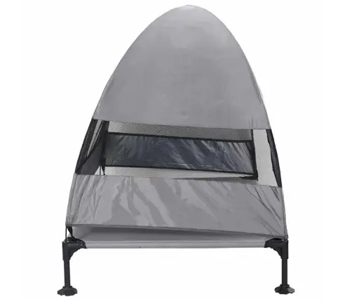 Paaugstināta Suņu Gulta Ar Noņemamu Jumtiņu Gaiši Pelēka Xl Tērauda Vidaxl