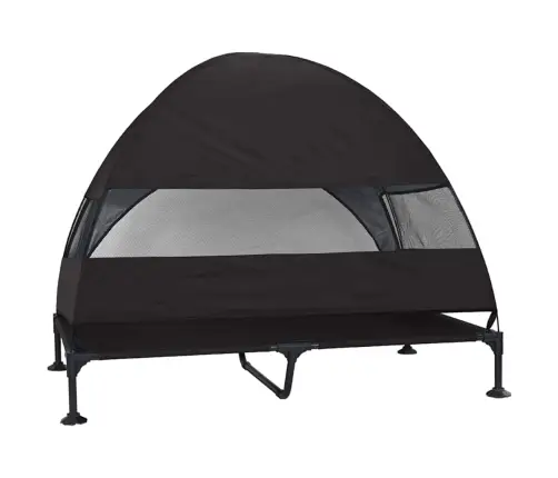 Pakeltas Šuns Lova Juoda 127 X 81 X 108 Cm Audinys Ir Plienas