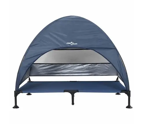 Paaugstināta Suņu Gulta Ar Noņemamu Jumtu Tumši Zila Xl Tērauds Vidaxl