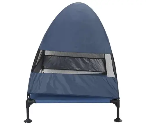 Paaugstināta Suņu Gulta Ar Noņemamu Jumtu Tumši Zila Xl Tērauds Vidaxl