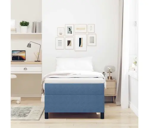Box Spring Gultas Zila 90X200 Cm Korduroja Audums Vidaxl