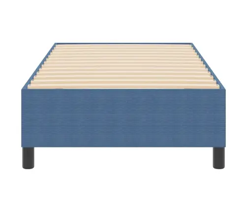 Boksa Pamatne Gultai Zila 100X200 Cm Korduroja Audums Vidaxl