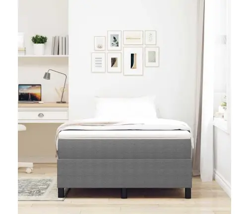 Box Spring Gulta Gaiši Pelēks 120X200 Cm Korduroja Audums Vidaxl