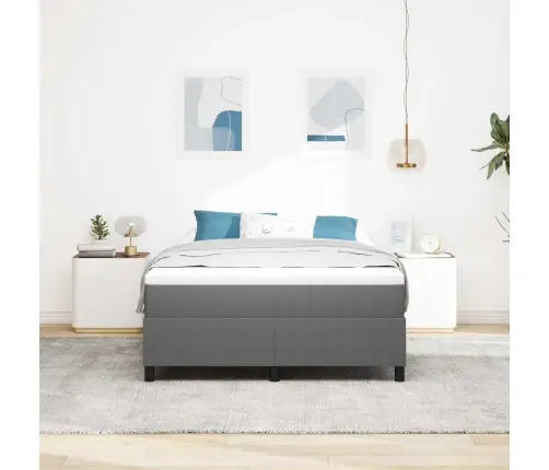 Box Spring Gulta Gaiši Pelēks 160X200 Cm Korduroja Audums Vidaxl