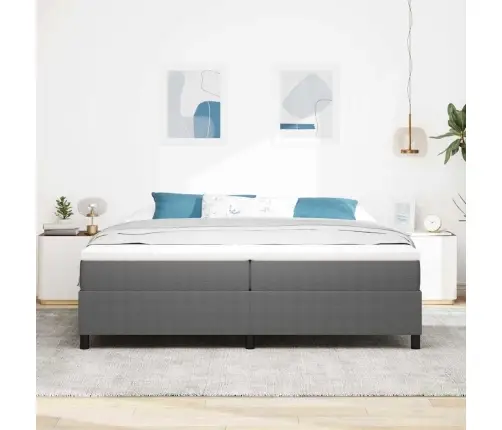 Box Spring Gulta Gaiši Pelēka 200X200 Cm Corduroy Audums Vidaxl