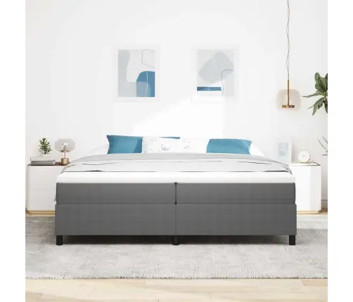 Box Spring Gulta Gaiši Pelēka 200X200 Cm Corduroy Audums Vidaxl