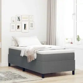 Kastītes Atsperu Gulta Gaiši Pelēks Un Balts 90 X 200 Cm Vidaxl