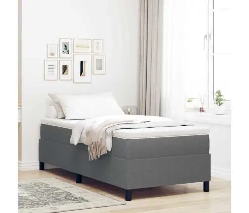 Box Spring Gulta Ar Matraci Gaišpelēkā Krāsā, 90 X 200 Cm, Kordūru Audums Vidaxl
