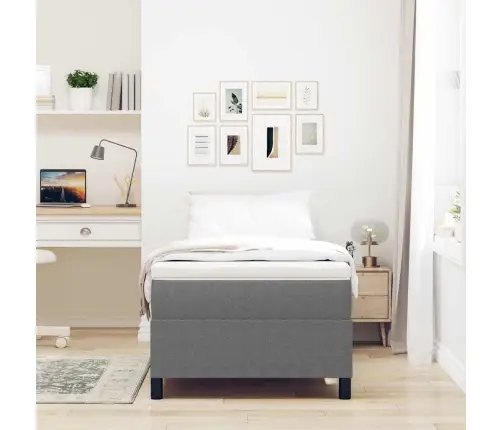 Box Spring Gulta Ar Matraci Gaišpelēkā Krāsā, 90 X 200 Cm, Kordūru Audums Vidaxl