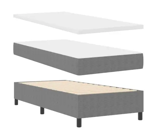 Box Spring Gulta Ar Matraci Gaišpelēkā Krāsā, 90 X 200 Cm, Kordūru Audums Vidaxl