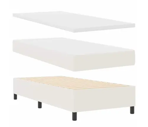 Kastītes Atsperu Gulta Krēmkrāsa Un Balta 203 X 90 X 60 Cm Vidaxl