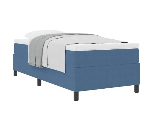 Gultas Pamatne Ar Matraci Zilā Krāsā, 90 X 200 Cm, Koruda Audums Vidaxl