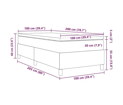 Gultas Rāmja Gulta Ar Matraci Zili, 100 X 200 Cm, Kordūru Audums Vidaxl