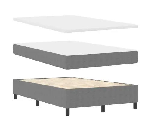 Kastītes Atsperu Gulta Gaiši Pelēks Un Balts 203 X 120 X 60 Cm Vidaxl