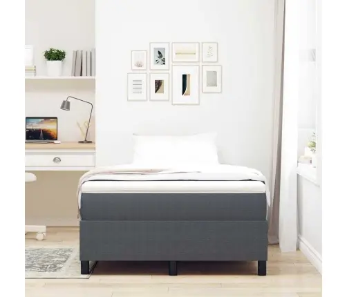 Kastītes Atsperu Gulta Tumši Pelēks Un Balts 203 X 120 X 60 Cm Vidaxl