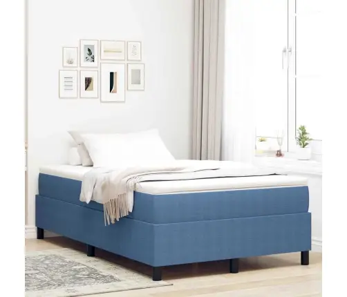 Box Spring Gulta Ar Matraču Zilā Krāsā, 120 X 200 Cm, Kordūras Audums. Vidaxl