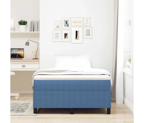 Box Spring Gulta Ar Matraču Zilā Krāsā, 120 X 200 Cm, Kordūras Audums. Vidaxl