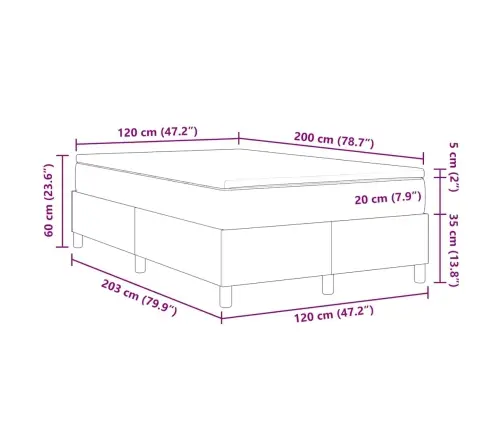 Box Spring Gulta Ar Matraču Zilā Krāsā, 120 X 200 Cm, Kordūras Audums. Vidaxl