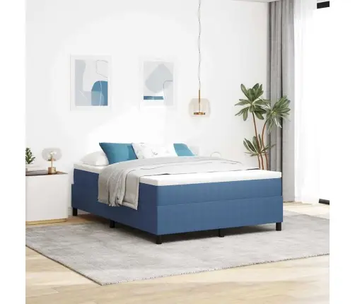 Kastītes Atsperu Gulta Zila Un Balta 203 X 140 X 60 Cm Vidaxl