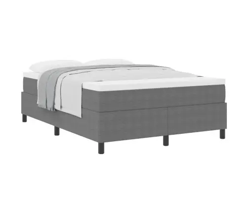 Kastītes Atsperu Gulta Gaiši Pelēks Un Balts 203 X 140 X 60 Cm Vidaxl