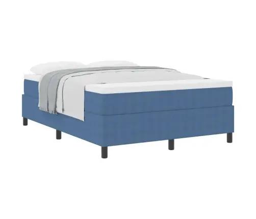 Gultas Pamatne Ar Matraci Zilā Krāsā, 140 X 200 Cm, Kordūra Audums Vidaxl
