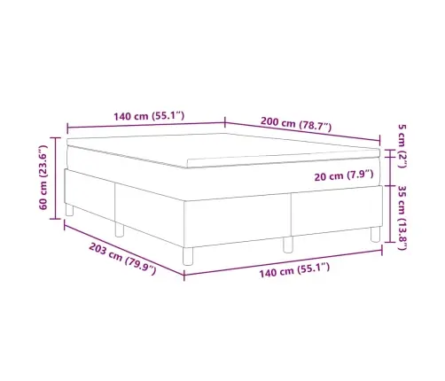 Box Spring Gulta Ar Matraci Gaiši Zaļā Un Pelēkā Krāsā, 140 X 200 Cm, Kordūra Audums Vidaxl