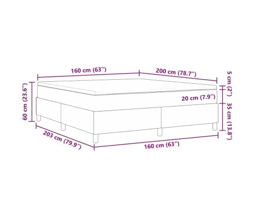 Kastes Gultas Matracis Gaiši Pelēkā Krāsā, 160 X 200 Cm, Korduroja Audums. Vidaxl