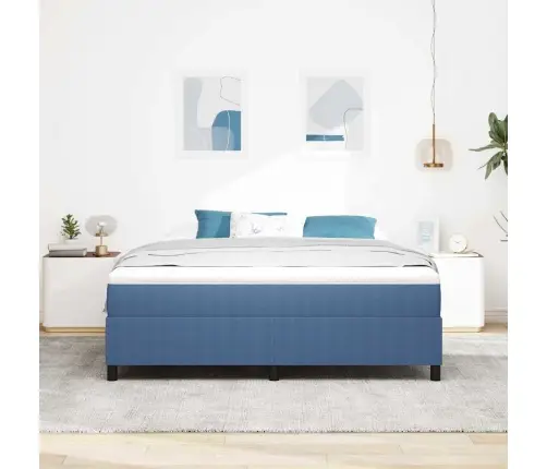 Kastītes Atsperu Gulta Zila Un Balta 180 X 200 Cm Vidaxl