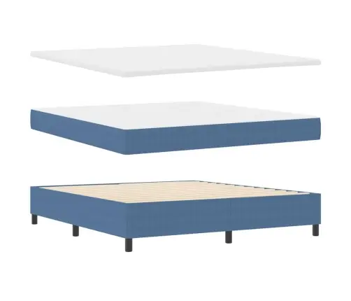 Kastītes Atsperu Gulta Zila Un Balta 180 X 200 Cm Vidaxl