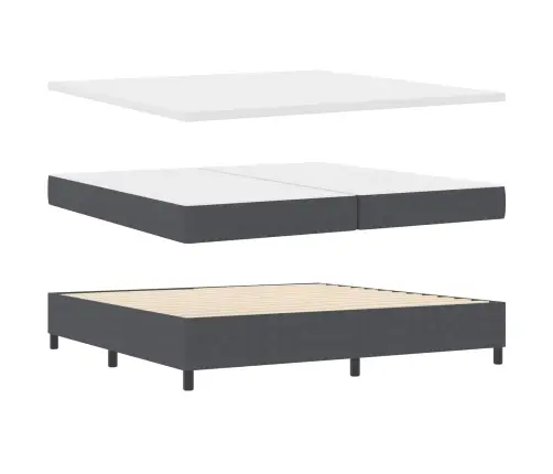 Box Spring Gulta Ar Matraci Tumši Pelēkā Krāsā, 200 X 200 Cm, Korduroja Audums. Vidaxl