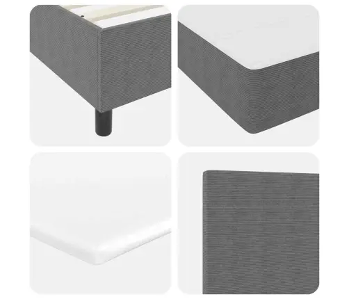 Kastes Atsperu Gulta Ar Matrača Gaiši Pelēks 80X200 Cm Korduroja Audums Vidaxl